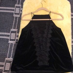 DO+BE Black Velvet Tank Strappy Lace Back Detail